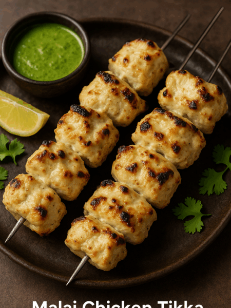 Malai Chicken Tikka Recipe, Creamy Chicken Tikka, Chicken Tikka Kebab, Indian Grilled Chicken, Keto Chicken Tikka